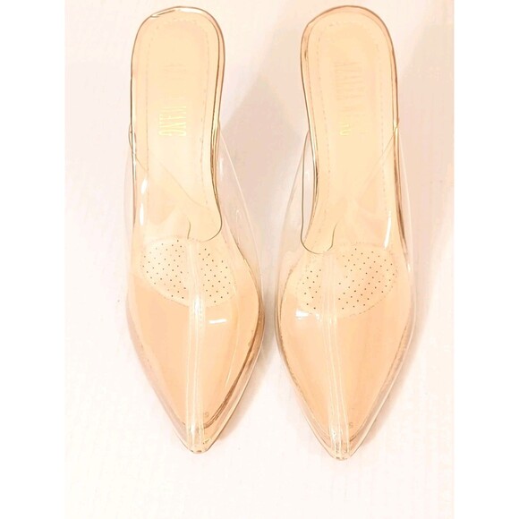 Azalea Wang Clear Acrylic Wedge Heels Women's Size 7.5 - Picture 2 of 8